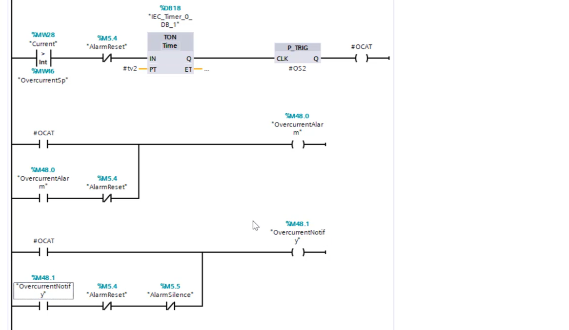 Alarm ladder logic in TIA Portal
